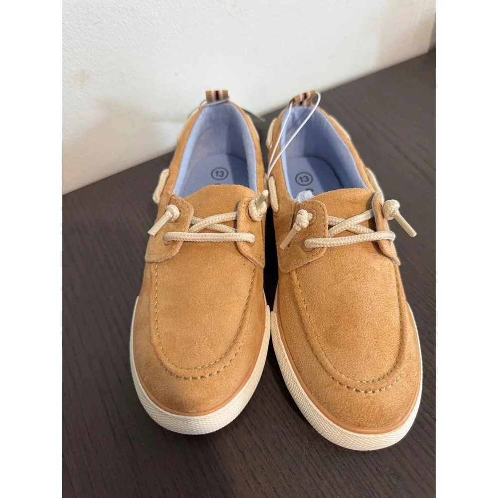 Coastal Boat Cat & Jack Boat Shoes Boys Size 13 Tan Slip On Nautical Classic